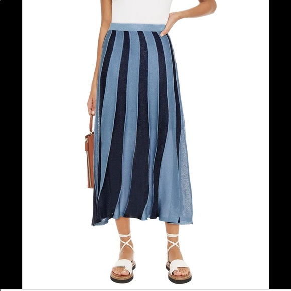 Sandro Damon metalic striped midi skirt NWT - Picture 1 of 17